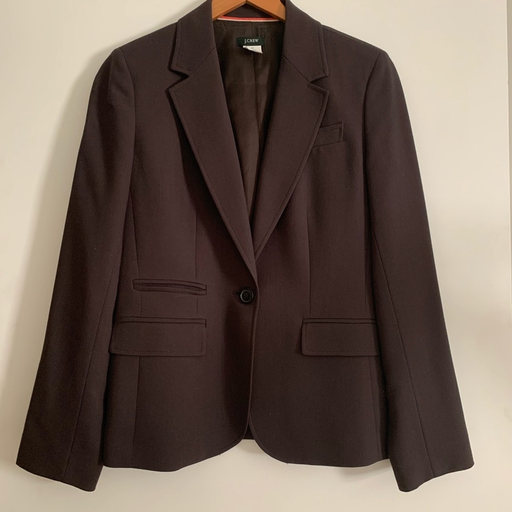 J.Crew Suit Blazer 4P: espresso brown 100% wool.